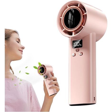 Handventilator, kompaktes, wiederaufladbares Digitaldisplay, leises Turbogebläse mit 100 Geschwindigkeiten, Kühlgerät für Reisen im Freien, Schlafzimmer und Strand (1/5)