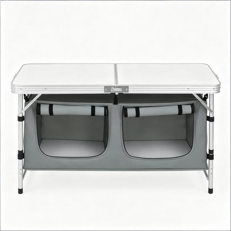 CAIziTable de pique-nique à pied réglable, table de jardin pliante, table de camping avec sac de rangement suspendu