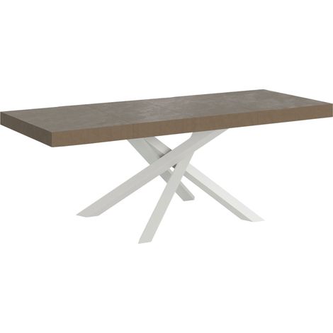Tavolo allungabile 160/264x90 cm Volantis Premium tortora gambe bianche (1/5)