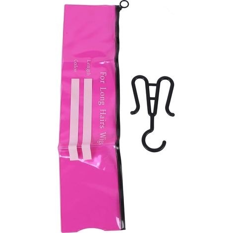 Lot de 5 Sacs de Support élégants en PVC Transparent scellé avec Fermeture éclair pour un Rangement organisé des Perruques et un Accès Facile en Vert (Rose taille moyenne) (1/5)