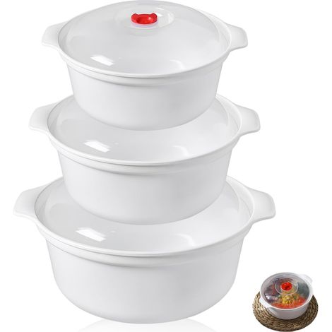 Set mit 3 mikrowellengeeigneten Behältern mit Deckel, Gesamtfassungsvermögen 3 Liter, verwendbar als Aufbewahrungsbehälter
