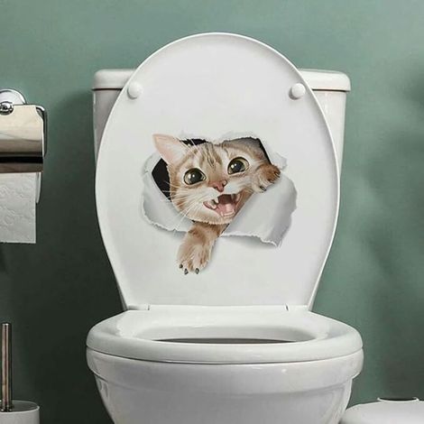 30 x 25 cm, 2 pezzi, adesivi per WC autoadesivi a forma di gatto, divertenti adesivi impermeabili in PVC per il coperchio del WC, adesivi murali (1/4)