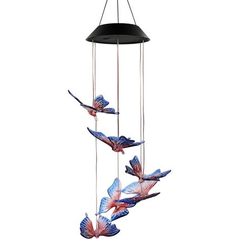 Lampe carillon éolien à énergie solaire, à couleurs changeantes, pour jardin ou éclairage public extérieur à panneaux solaires. (1/5)