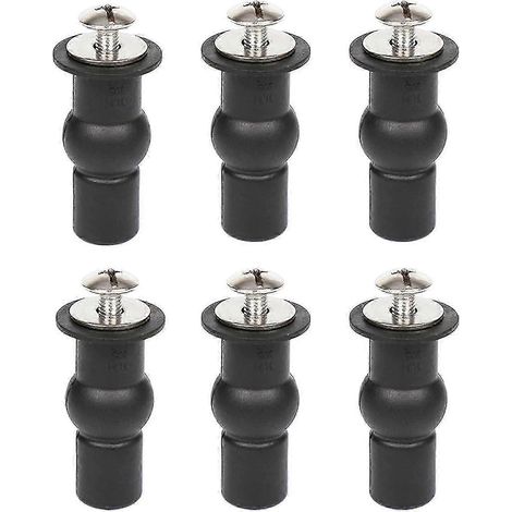 Lot de 6 charnières de fixation pour abattant de WC, pièces détachées universelles, fixations pour abattant de WC, boulons d'expansion en caoutchouc, compatible avec la plupart des modèles. (1/5)