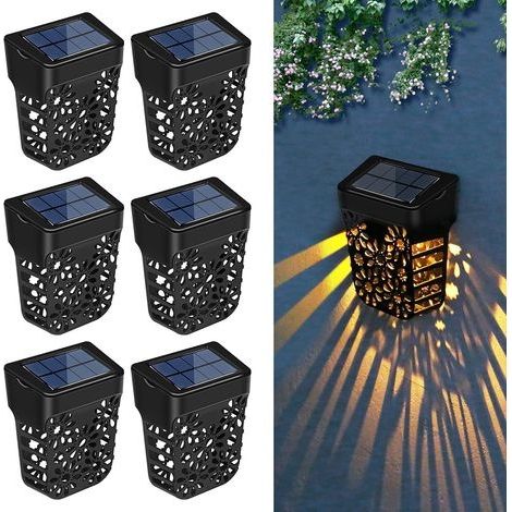 Lampe Solaire Exterieur Jardin, 6 pièces IP65 Éclairage Lumière Solaire Decorative pour porte d'entrée, escalier, cour, mur, clôture, jardin - Blanc chaud (1/5)