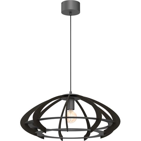 Suspension Orebo gris/noir bois déco Ø58 1xE27 Luminex