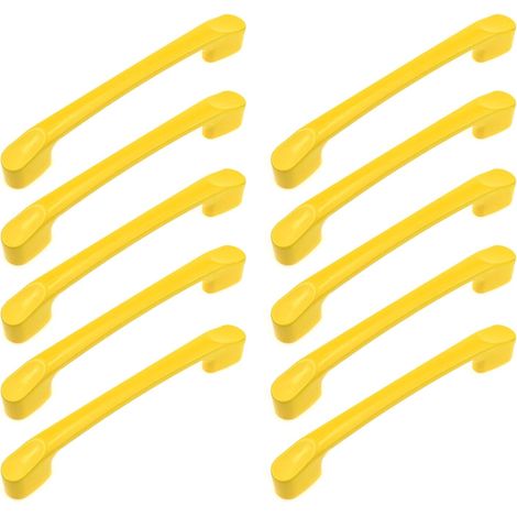 JSSEVN - Set of 10 kitchen furniture drawer knobs with mounting screws, handles for cupboard doors, cabinets and storage boxes (yellow, square) (1/2)