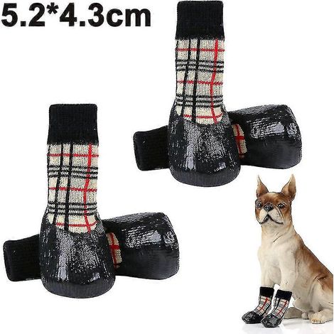 2 pares de calcetines impermeables para perros, protectores antideslizantes para patas de mascotas para uso en interiores y exteriores - Botas de tracción para perros pequeños y medianos y gatos. (1/5)