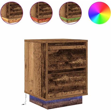 Maison Exclusive - Nachttische mit LED-Leuchten 2 Stk. Altholz-Op