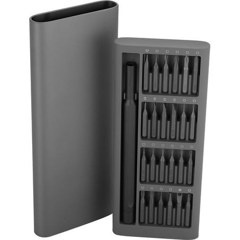 Kit d'outils et de vis comprenant des embouts de tournevis magnétiques en acier haute dureté, un manche en alliage d'aluminium et un ensemble de vis. (1/5)