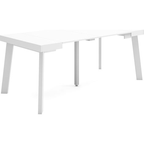 Skraut Home Consolle allungabile Tavolo consolle allungabile 180 Per 8 persone Gambe in legno Stile moderno Bianco (1/5)