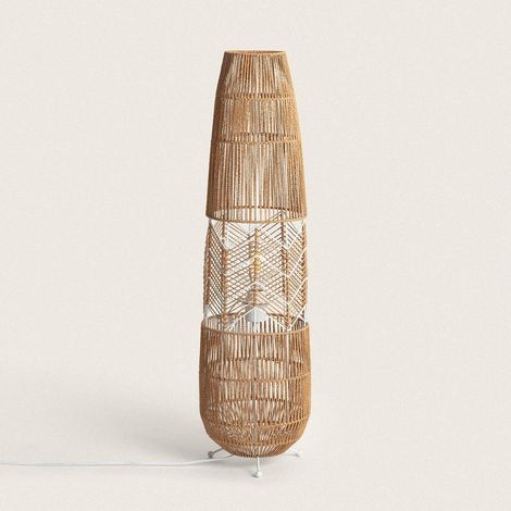 Lampada da Terra in Carta Intrecciata Satie Naturale