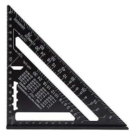 Speed Quadratisches metrisches Dreieckslineal – metrisches Systemlineal aus Aluminiumlegierung, quadratische Winkelmesserlasche, hochpräzises Ingenieur-Zimmermann-Messwerkzeug (Größe: 7 Zoll)