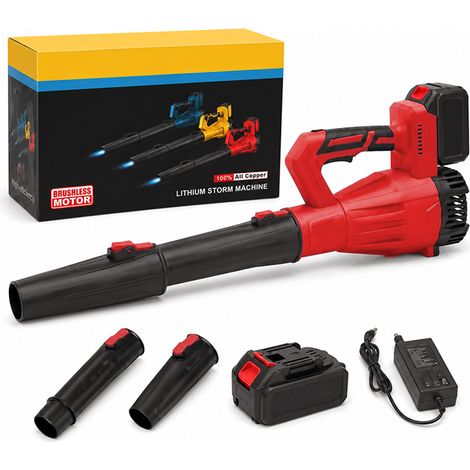 Souffleur de Feuilles sans Fil 21V - Nettoyeur Portable de Jardin avec Batterie Lithium 10 Cellules, 6 modes de vitesse réglables, Chargeur & Buse de Concentration pour Feuilles Mortes (1/5)
