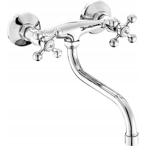 Grifo de cocina de pared para fregadero retro Stilo cromado