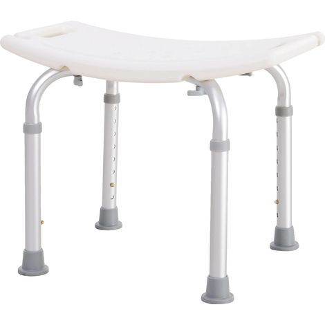 Tabouret de douche, hauteur réglable 39,5-56,5 cm, charge maximale 135 kg, pieds en caoutchouc antidérapants, alliage d'aluminium, design compact (1/3)