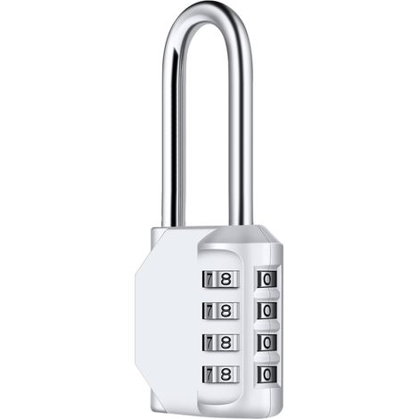 Un cadenas à combinaison argenté de 6,7 cm de long, étanche, à 4 chiffres, fabriqué en métal résistant aux intempéries et en acier galvanisé, adapté aux écoles, aux gymnases et aux casiers.
