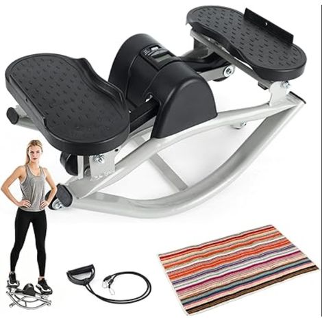 Mini Stepper, Step Fitness pour Maison, Appartement avec Compteur et Bandes de Résistance, Tapis Antidérapant 70x40 cm, Bureau, Fait Travailler Jambes, Fessiers (1/3)