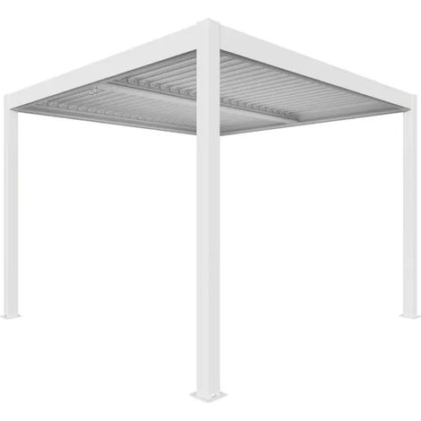pergola bioclimatica verdelook "atena new" in alluminio bianco 3x3 m