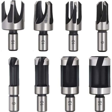 8 punte da trapano HSS per tasselli in legno, utensili per il taglio del legno, frese per tasselli in legno, punte da trapano da 6 mm/10 mm/13 mm/16 mm, piccole frese per legno per trapani -Crezuo