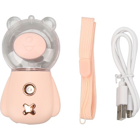 Vaporisateur Nano Mist en forme d'ourson mignon 300 ml USB Humidificateur hydratant pour le visage avec minuterie Rose (1/5)