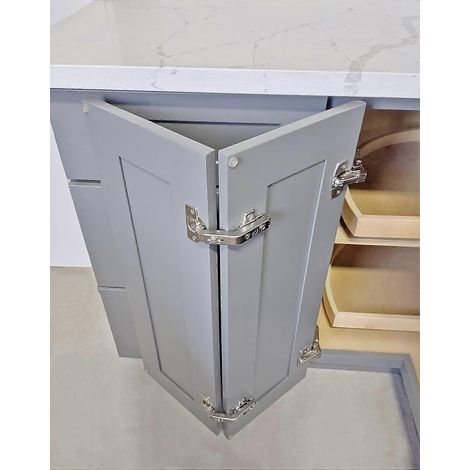 2 charnières à clip pour plateau tournant, recouvrement total, pour porte pliante d'armoire d'angle, avec vis, quincaillerie de remplacement pour armoire d'angle