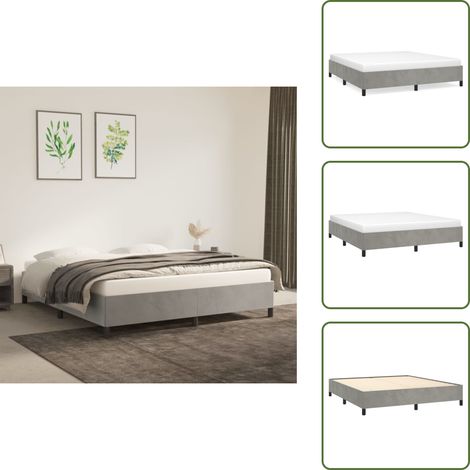 Bettgestell ohne Matratze Hellgrau 180x200 cm Samt - Samtbettwäsche - Boxspringbett - Doppelbett - Schlafzimmer Dekoration - Luxusbett (1/5)