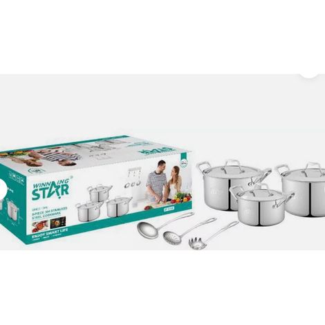 SET DI PENTOLE 9 PZ Alluminio pressofuso + acciaio inossidabile a strati St-5100 (1/5)