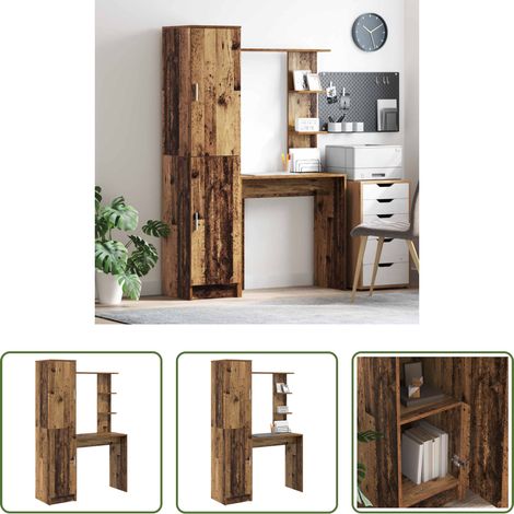 Holzschreibtisch - Schreibtisch 2 pcs Altholz (1/5)