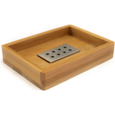 Seifenschale, Seifenablage aus Bambus LxBxH): 13,5cm x 9,8cm x 2,5cm Braun Badezimmer Zubehör, Badaccessoires Bambus