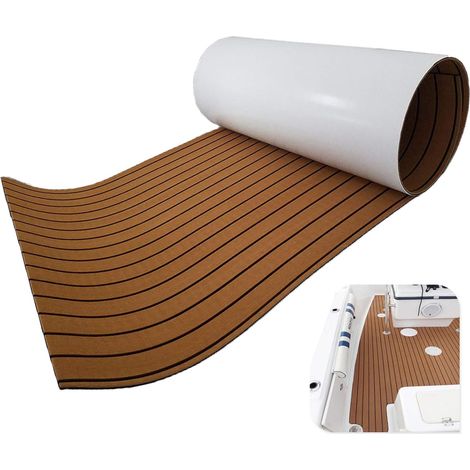 Tapis de Plancher de Bateau en Mousse EVA, Feuille de terrasse en Faux Teck en Vinyle Marin pour Ponton de Yacht, Tapis antidérapant 90x240cm (1/5)