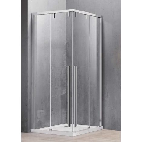 Paroi de douche coulissante SANTORINI 100 profilé chromé 70 x200cm (1/5)