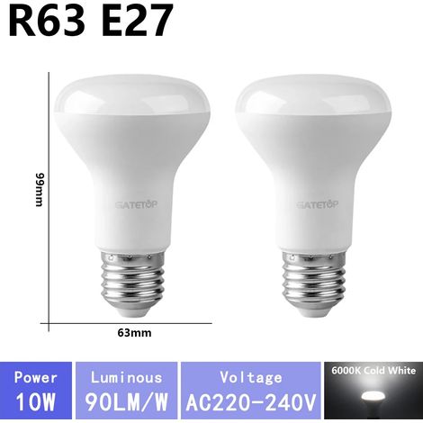 (R63 6000K, AC220V-240V) 2 ampoules LED, AC220V, adaptées à l'éclairage de salle de bain. (1/5)