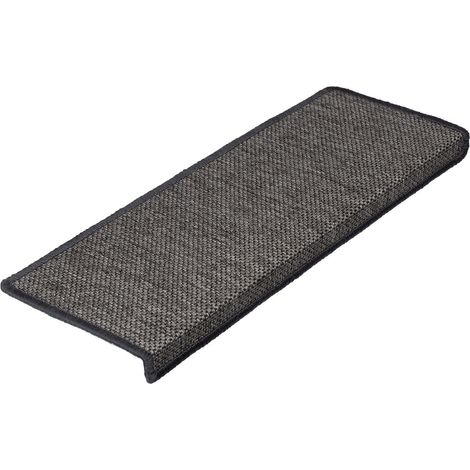 Tapis d'escalier Sabang Aspect Sisal Gris anthracite Rectangulaire 23,5 x 65 cm