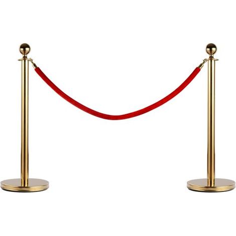 EASYCOMFORT Transenne Elimina Separacode Paletti di Delimitazione con Corde Rosso Acciaio Inox Ф32 x 95CM Oro