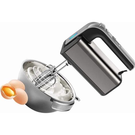 Frullatore elettrico a immersione a 5 velocità con funzione frullatore, mixer tradizionale, impastatrice a immersione, 300 watt, per cottura e pasticceria, nero. (1/4)