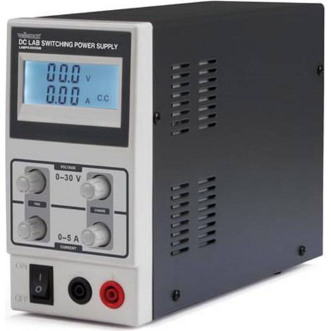 Velleman Alimentation de laboratoire, à découpage, réglable, 0-30 VCC/0-5 A, limitation de courant, protection contre les courts-circuits, affichage LCD, gris (1/3)