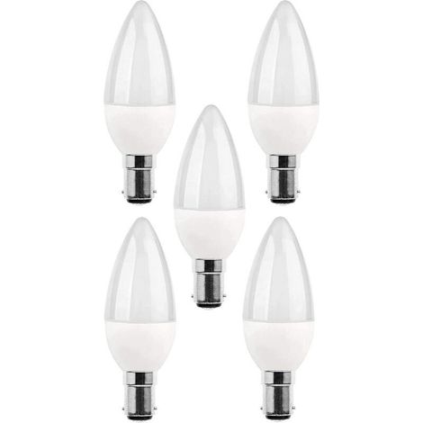 Lot de 5 ampoules 5w LED B15, équivalent à une ampoule à incandescence de 25 W, 270 lm, lumière du jour 3000 K, C35 SBC B15 à petit culot à baïonnette [Classe énergétique A+] (1/4)