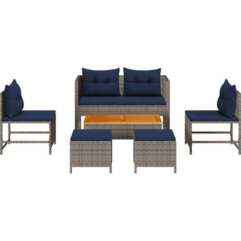 Maison Exclusive - Gartensofa-set mit Kissen 6 pcs Grau und Marin