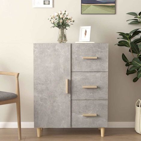 Buffet - Armoire de rangement Enfilade Gris béton 69,5x34x90 cm Bois d'ingénierie BV851793 - BonneVie (1/5)