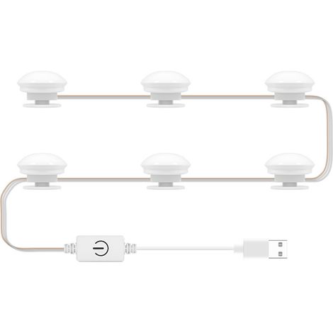 Miroir Maquillage USB Avec Ampoules LED Rechargeables - Éclairage Tri-Color a Intensite Variable - Kit de 14 Ampoules (1/5)