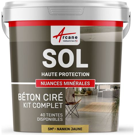 Béton ciré sol en kit, primaire et vernis de finition inclus - 5 m² (en 2 couches) Nankin Jaune - ARCANE INDUSTRIES