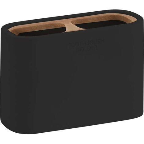 Sapho Accesorios de baño Gedy - Vaso Ninfea para cepillos y pasta de dientes, negro/bambú 139814 (1/5)