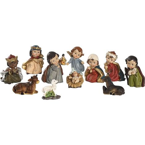 Ensemble de crèche de Dessin animé de noël créatif, Figurines de la Nativité, Statue de Jésus-Christ, Figurine en résine, Religieux d ' église pour la Sainte Famille (1/5)