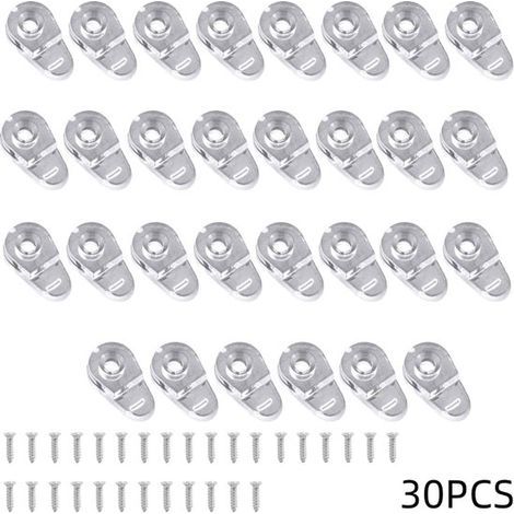 Lot de 30 clips de fixation pour verre - Pinces pour porte en verre - Pinces pour panneaux en plastique - Vis 3,5 × 16 mm incluses - Pour miroirs de salle de bain, portes de placards, armoires, miroir (1/4)