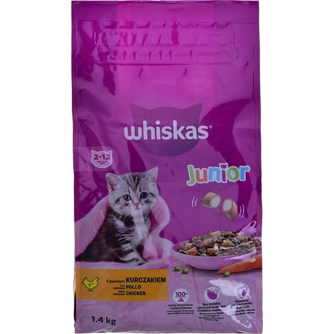 Whiskas Junior, alimento secco completo per gattini, gusto pollo, 1,4 kg, 1 pz. (1/4)