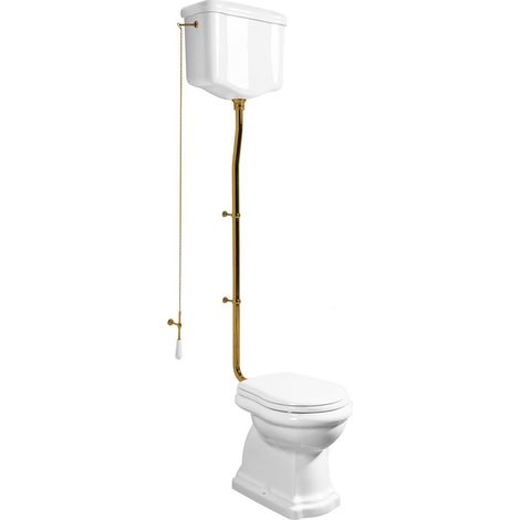 Cuvette WC RETRO avec réservoir d'eau, siphon en S, bronze blanc