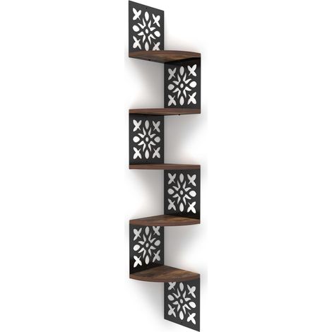 5 Étagères d’Angle Murale en Bois en Forme de Secteur, Un Design Sculpté d'étagère Murale à Poser La Chambre, La Cuisine, Le Bureau (1/5)