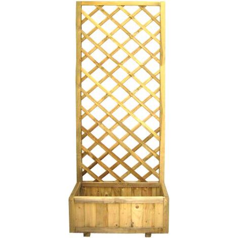 Pannello Grigliato Legno di Pino Impregnato 75x30x180 Con Fioriera Giardino (1/5)
