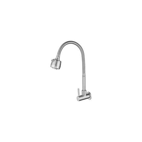 Robinet mural cuisine, inox 304, avec bec pivotant pour évier, installation facile sans perçage